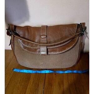 Vintage Carla Marci Made In Italy Genuine Leather Woven Shoulder Bag Large